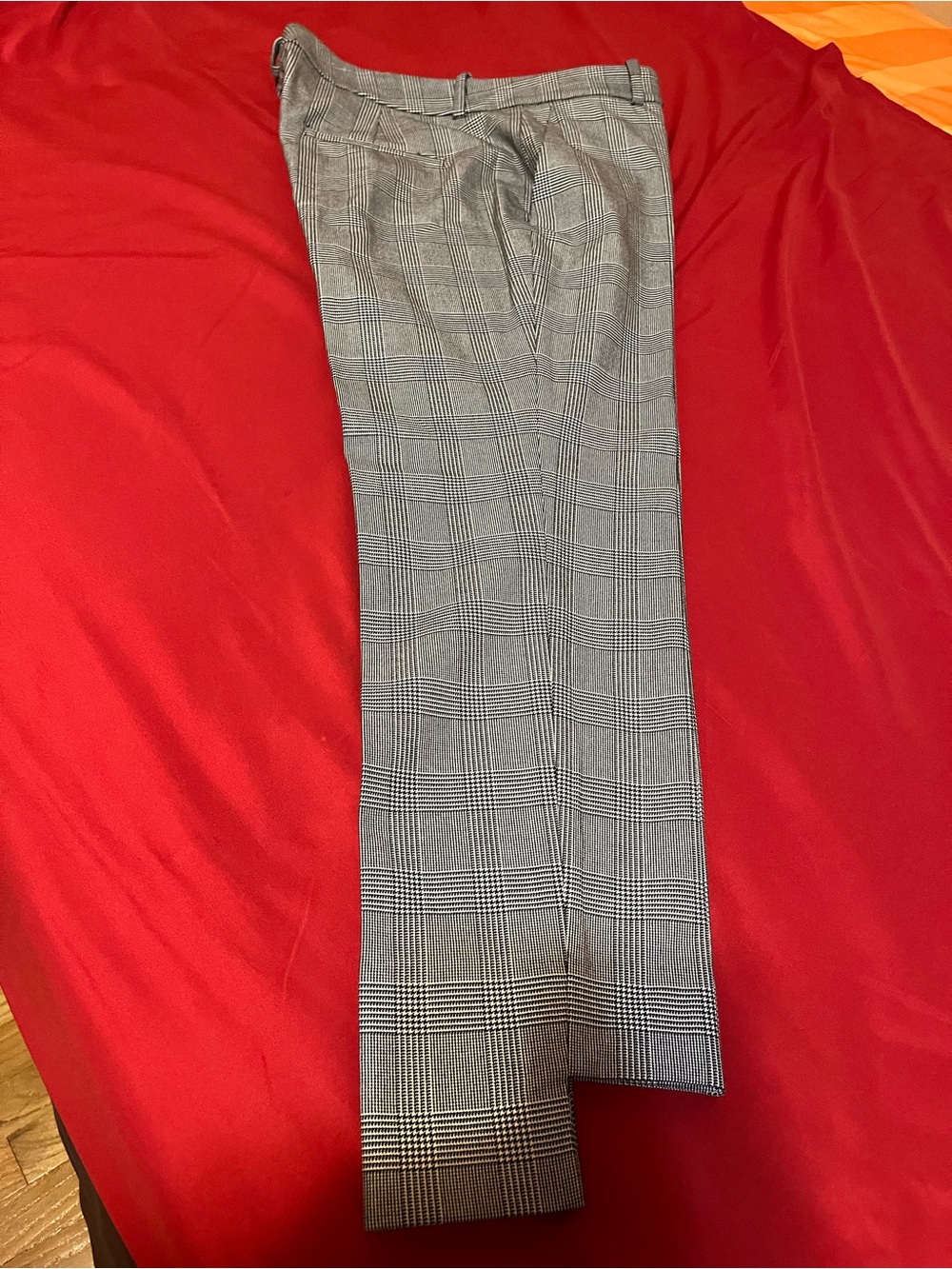Zara Woman Black & White Glen Plaid Trousers with a High/Low Hem